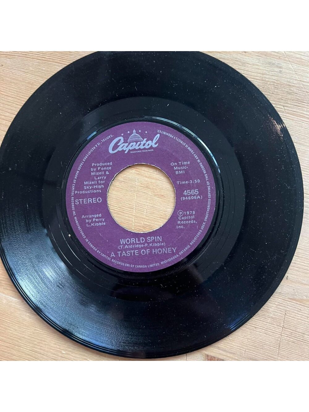A Taste of Honey - World Spin/Boogie Oogie Oogie 45rpm VG+ R12